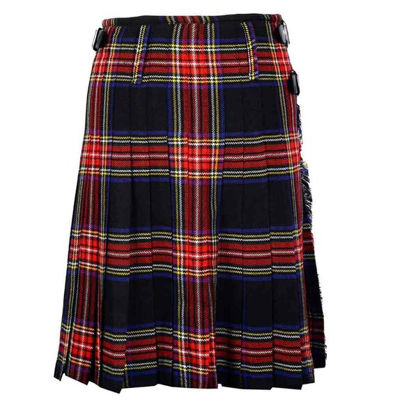 Tartan Black Stewart 8 Yards Kilt Traditional Scottish Outfit Mens Kilt  NEW - Picture 1 of 8